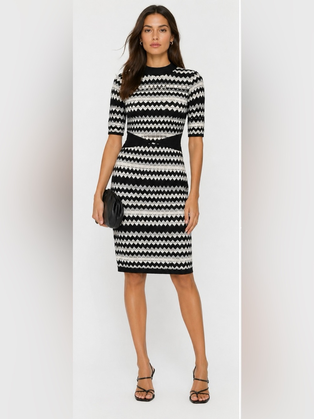 New Missoni Dress Size S Black & White Chevron Knit